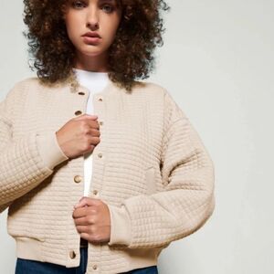 NATION LTD Logan Ivory Cream Bomber Jacket Sz M NWT